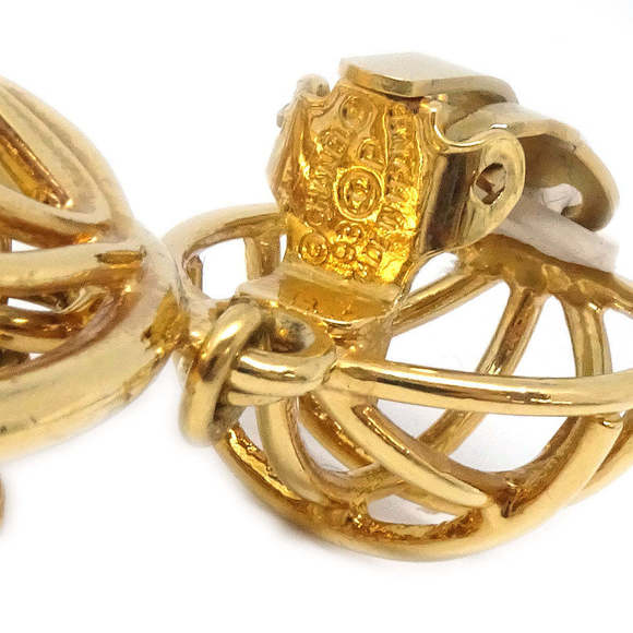 CHANEL★ Birdcage Earrings Clip-On Gold 93P 27295 - Picture 4 of 4